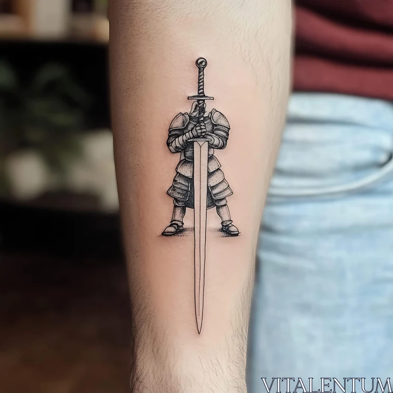 Armour-Clad Knight Tattoo Design AI Image