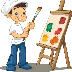 Young Artist at Work Painting