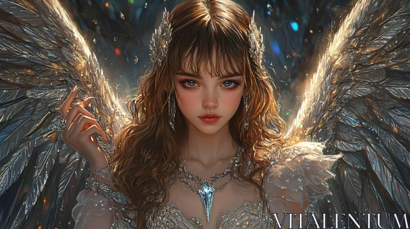 AI ART Celestial Beauty with Iridescent Wings