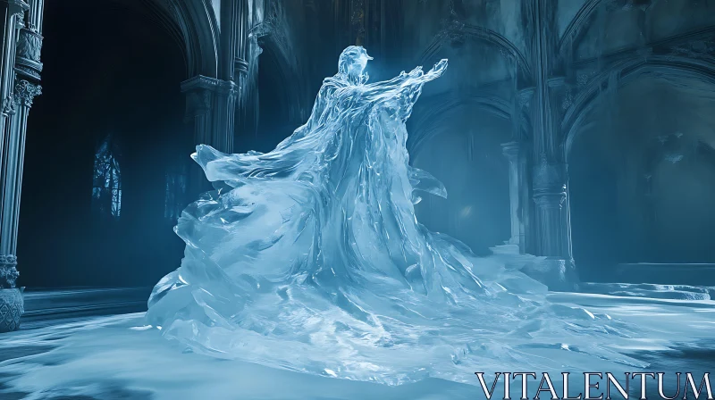 Frozen Figure Cathedral Art Piece AI Image