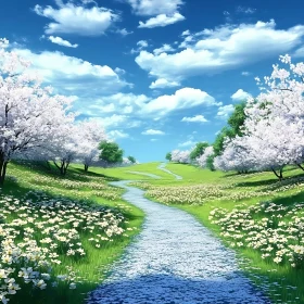 Path Through Blooming Meadow