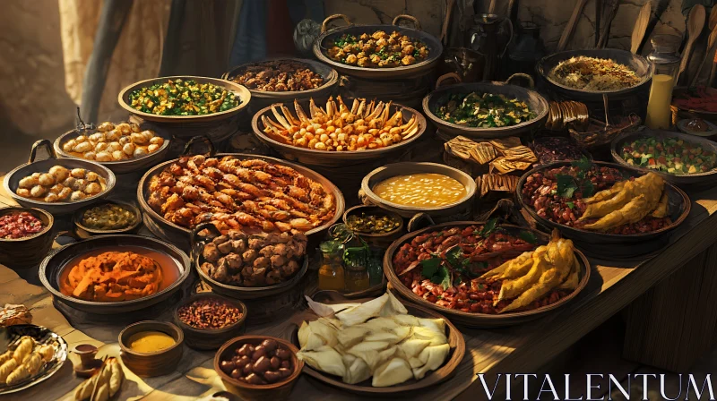 Culinary Abundance: A Diverse Food Display AI Image