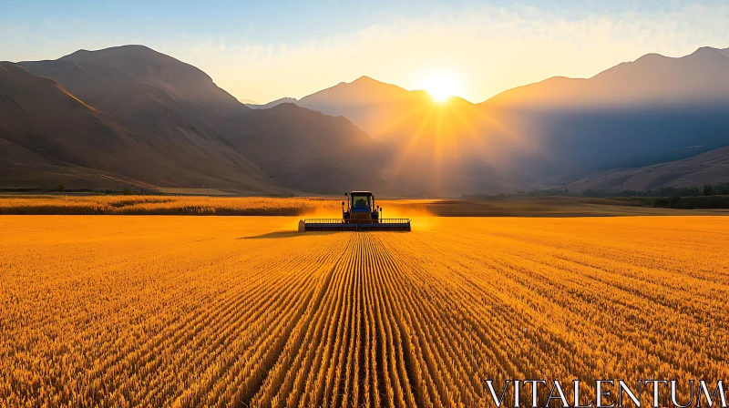 AI ART Tractor at Work in Golden Field