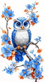 Charming Blue and White Owl Art