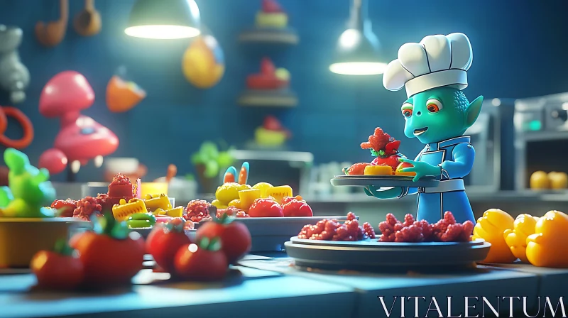 Cartoon Chef Cooking AI Image