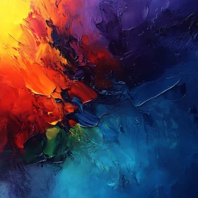 Colorful Abstract Painting with Palette Knife