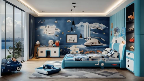 Blue Themed Modern Kids Room