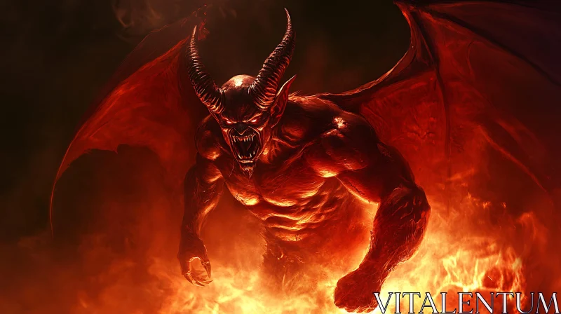 Fiery Demon Emerges from the Depths AI Image