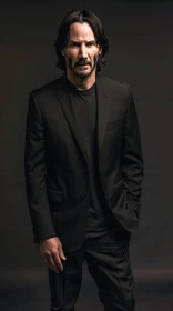 Keanu Reeves - Powerful Portrait in Black