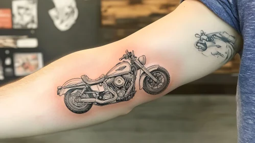 Detailed Motorcycle Tattoo Art