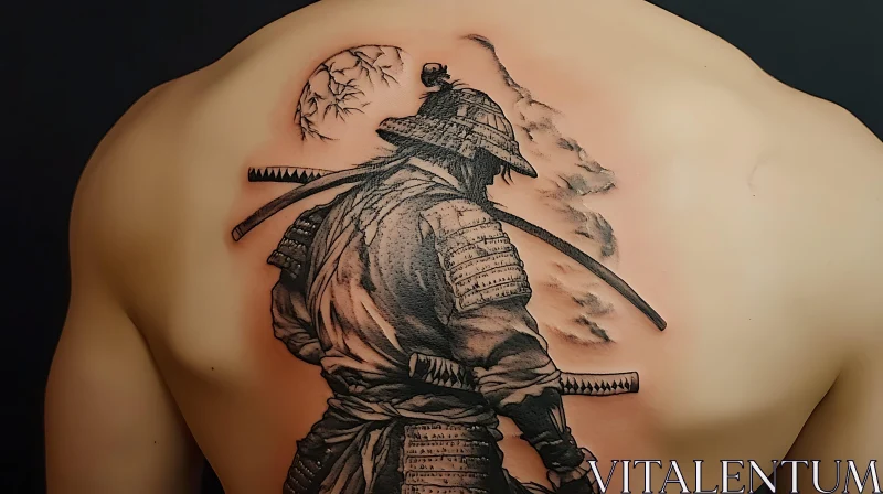 Detailed Samurai Back Tattoo AI Image