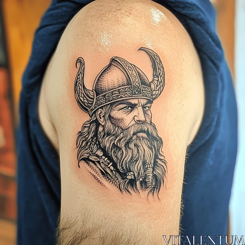 Viking Warrior Head Tattoo Art AI Image