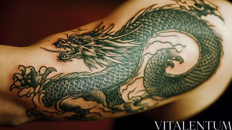 Detailed Japanese Dragon Tattoo on Arm AI Image