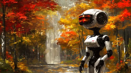 Autumnal Robot in Woods