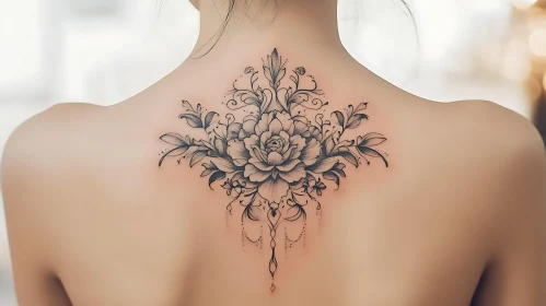 Sophisticated Black Flower Tattoo Design