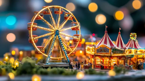 Miniature Fairground at Night