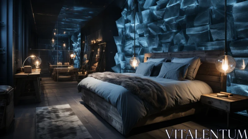 Captivating Ice-Infused Bedroom: A Noir Atmosphere AI Image