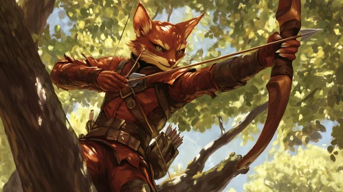 Anthropomorphic Fox Archer in Forest