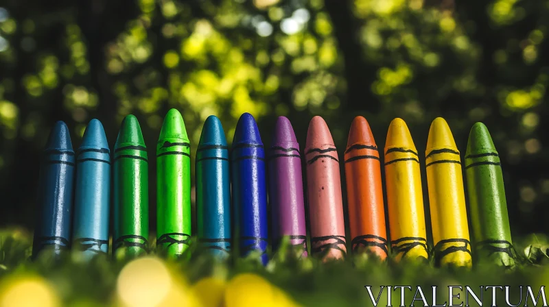 Rainbow of Crayons in Natural Light AI Image