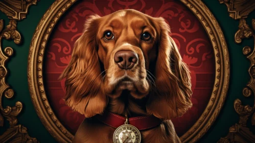 Detailed Canine Portrait in Baroque Style Illustration