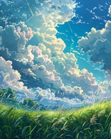 Green Field and Sky Landscape