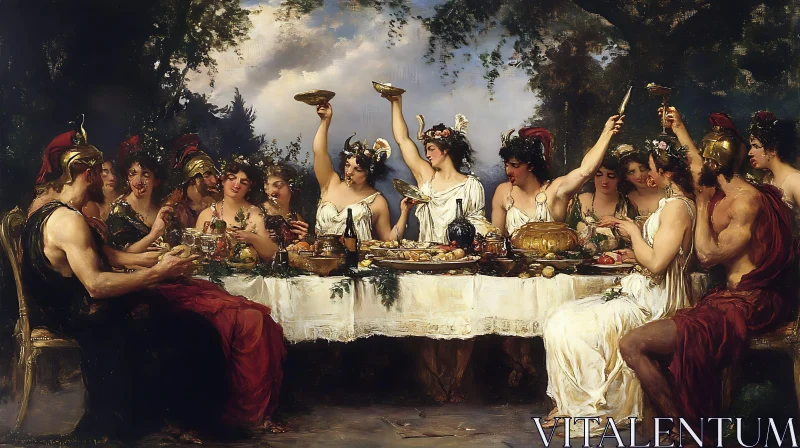 Ancient Banquet Scene Fine Art AI Image