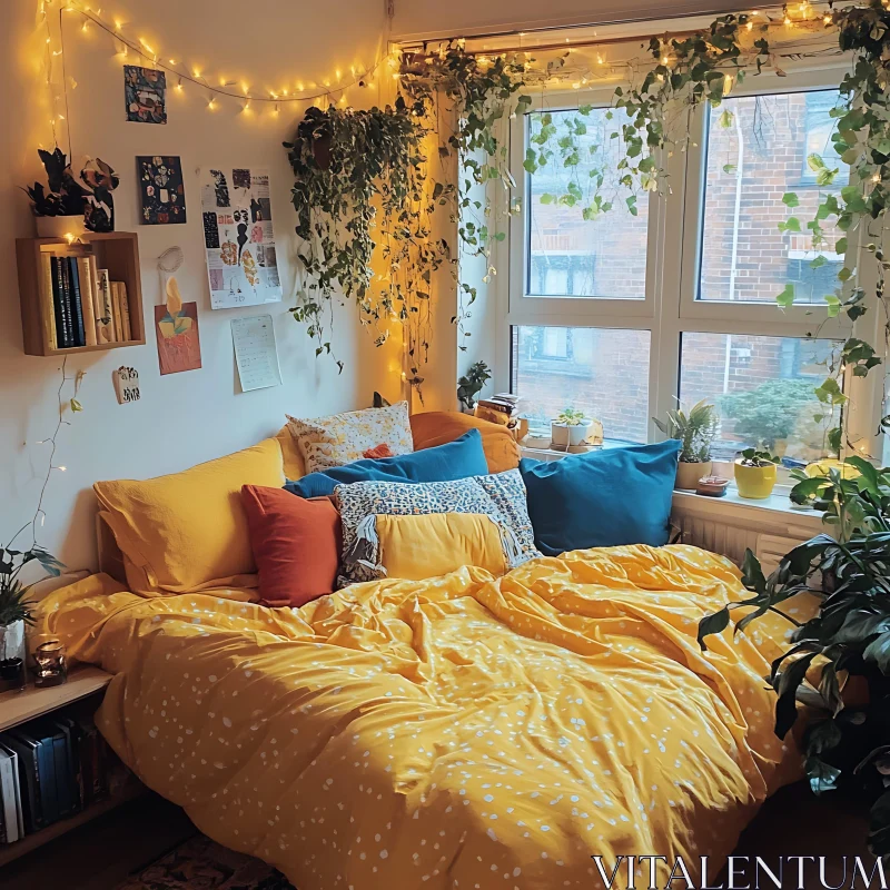 AI ART Indoor Oasis: A Cozy Bedroom Retreat