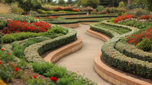 Scenic Garden Path with Trimmed Hedges