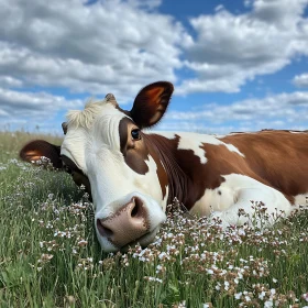 Peaceful Cow in Meadow