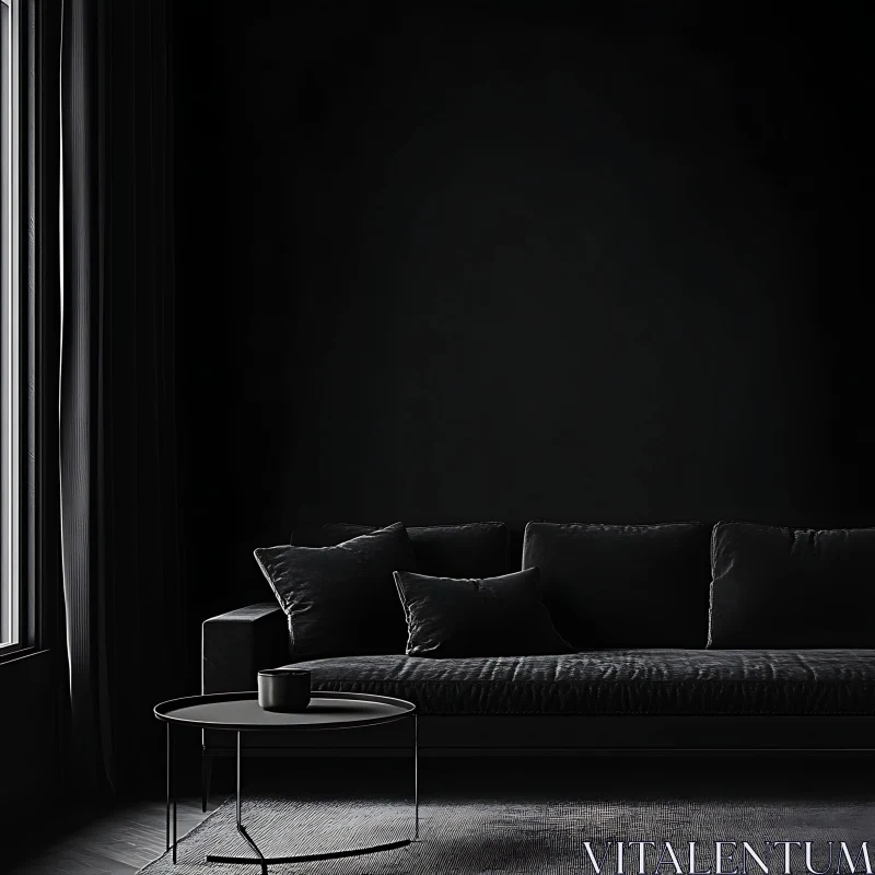 AI ART Minimalist Black Interior Design