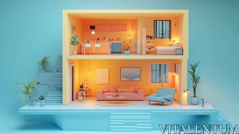 Contemporary Pastel Interior AI Image