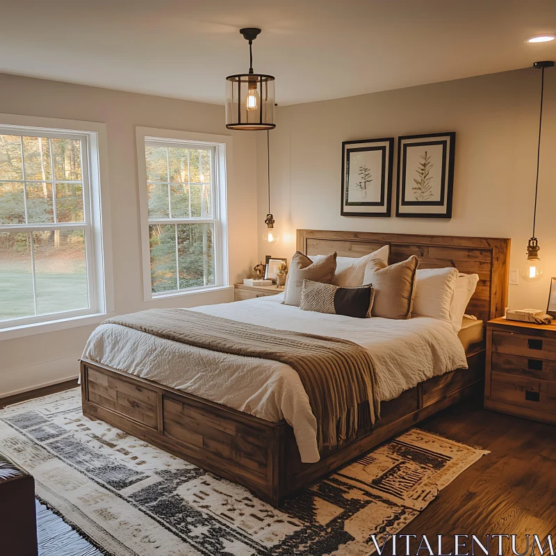 AI ART Rustic Bedroom with Natural Light