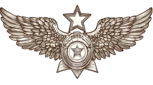 Detailed Police Badge with Wings