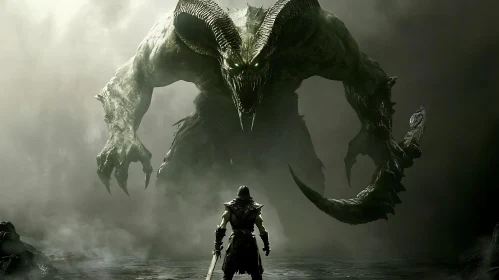 Epic Battle: Warrior vs. Colossal Monster