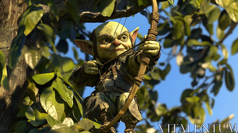 AI ART Forest Goblin with Bow and Arrow