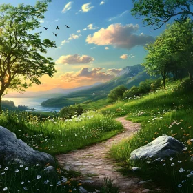 Idyllic Nature Scene with Winding Path