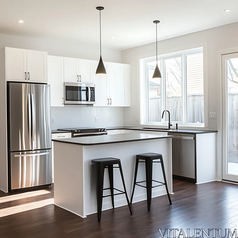 Modern Kitchen with Island AI Image