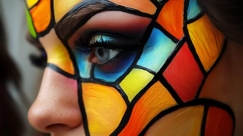 Colorful Face Paint Woman Portrait