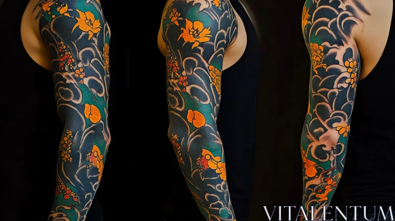 Detailed Flower Arm Sleeve Tattoo AI Image