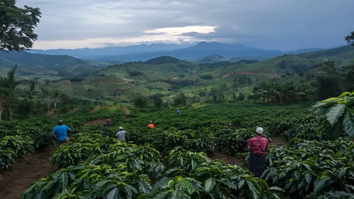 Workers on a Hillside Plantation