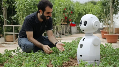 Friendly Robot in the Garden