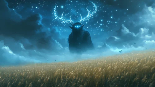 Glowing Antlers in the Night Field