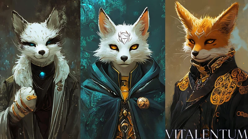 Elegant Fox Characters AI Image