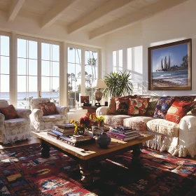 Sunlit Living Room with Ocean View