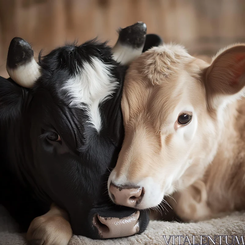 Two Calves in Peaceful Slumber AI Image