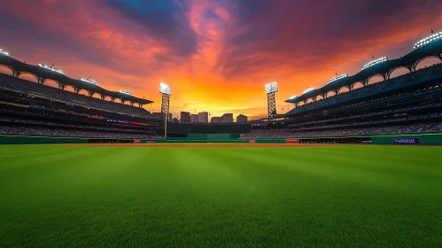 Stunning Baseball Stadium at Sunset