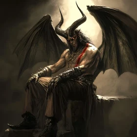 Dark Demon with Wings and Horns