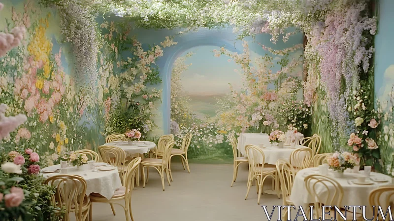 Enchanting Floral Dining Room Scene AI Image