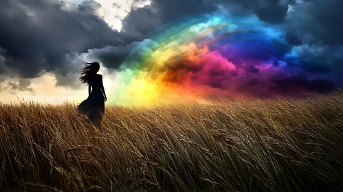 Rainbow Over Wheat Field