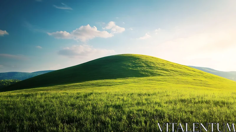 Lush Green Hill Landscape AI Image